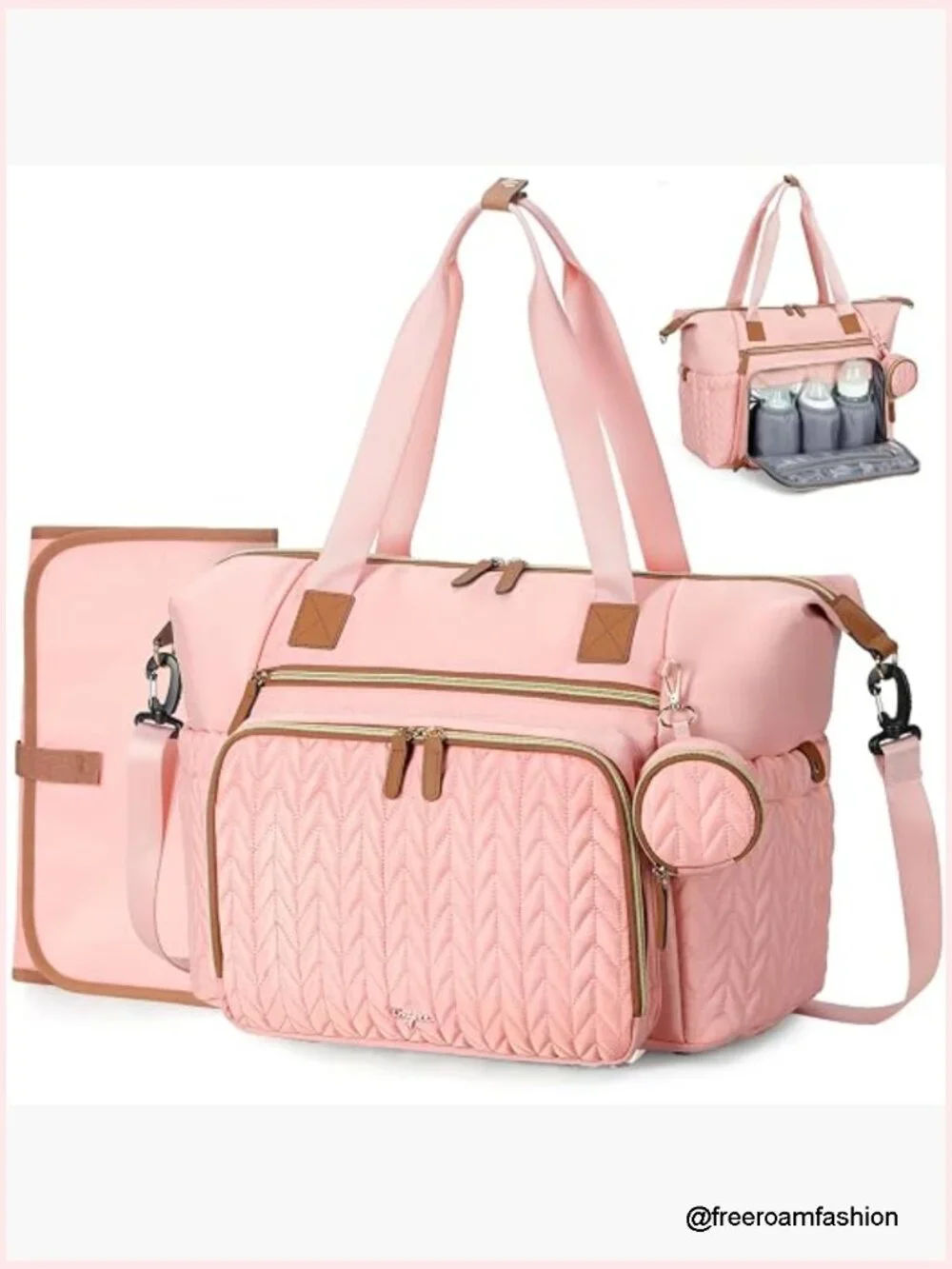 Large Waterproof Diaper Bag Tote with Changing Pad, Travel Hospital Bag, 16